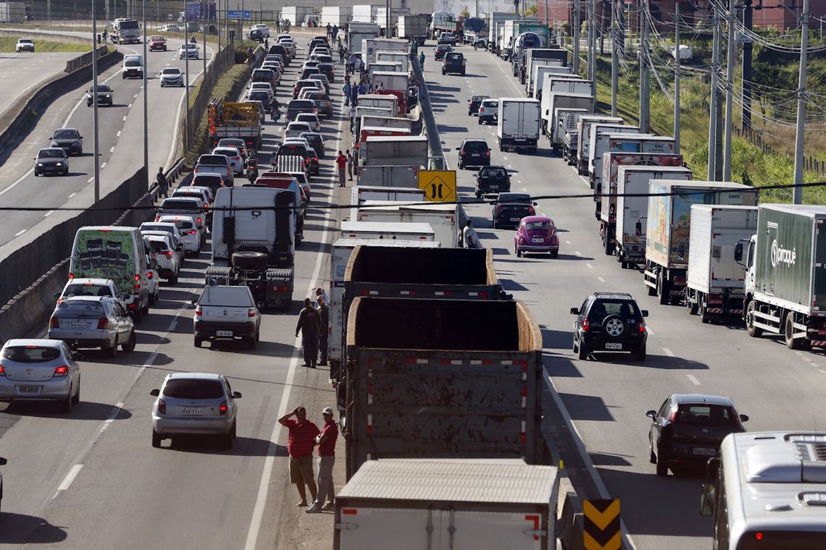 Brazil,Protest by truck drivers in Brazil disrupted traffic in many cities, such as Rio