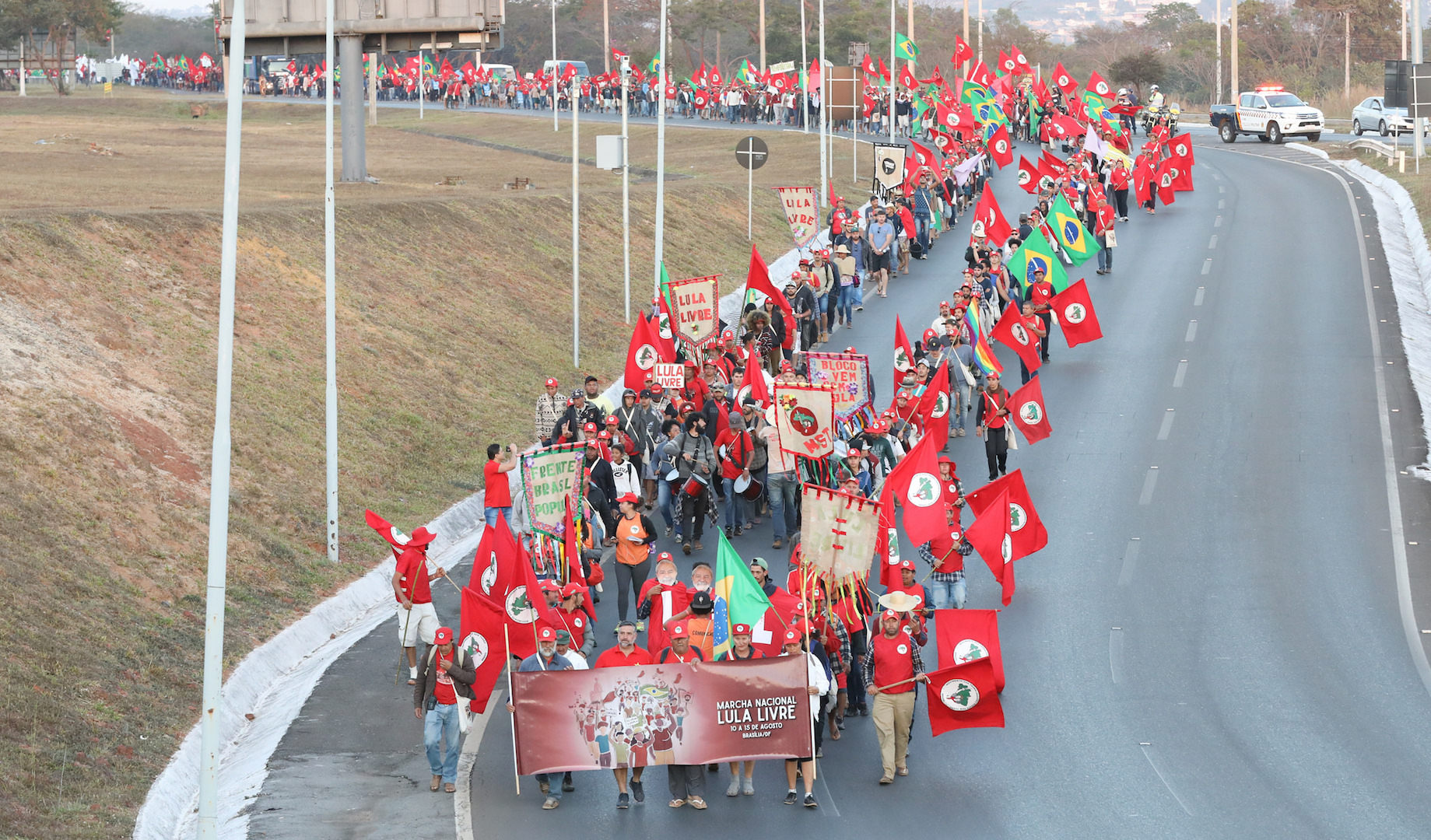 Brazil, Brasilia,Supporters of former President Luiz Inacio Lula da Silva march on Brasilia to ask for his release and his candidacy in this year's presidential elections