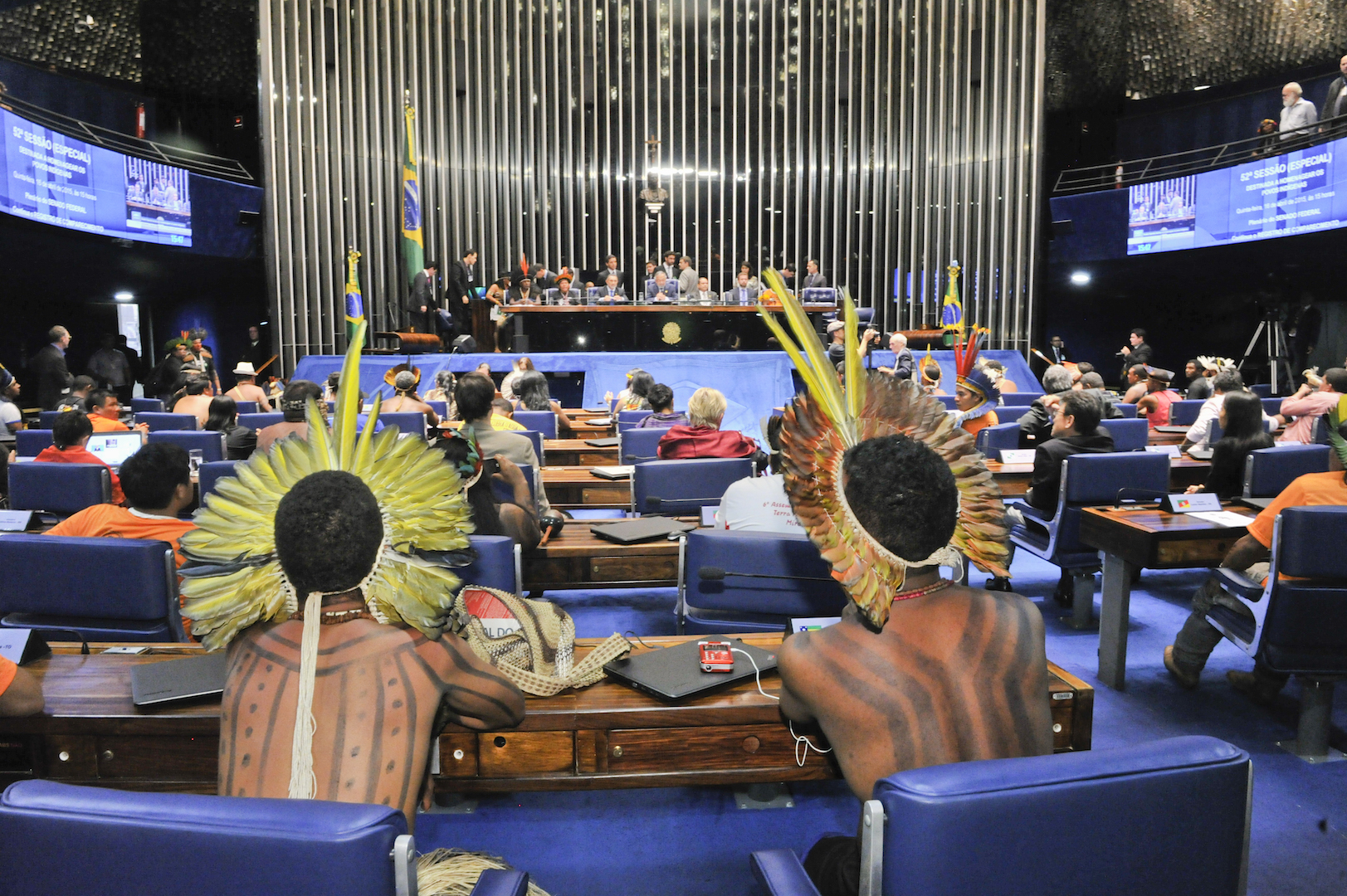 Brazil,Indigenous attending session at Brazil's Senate