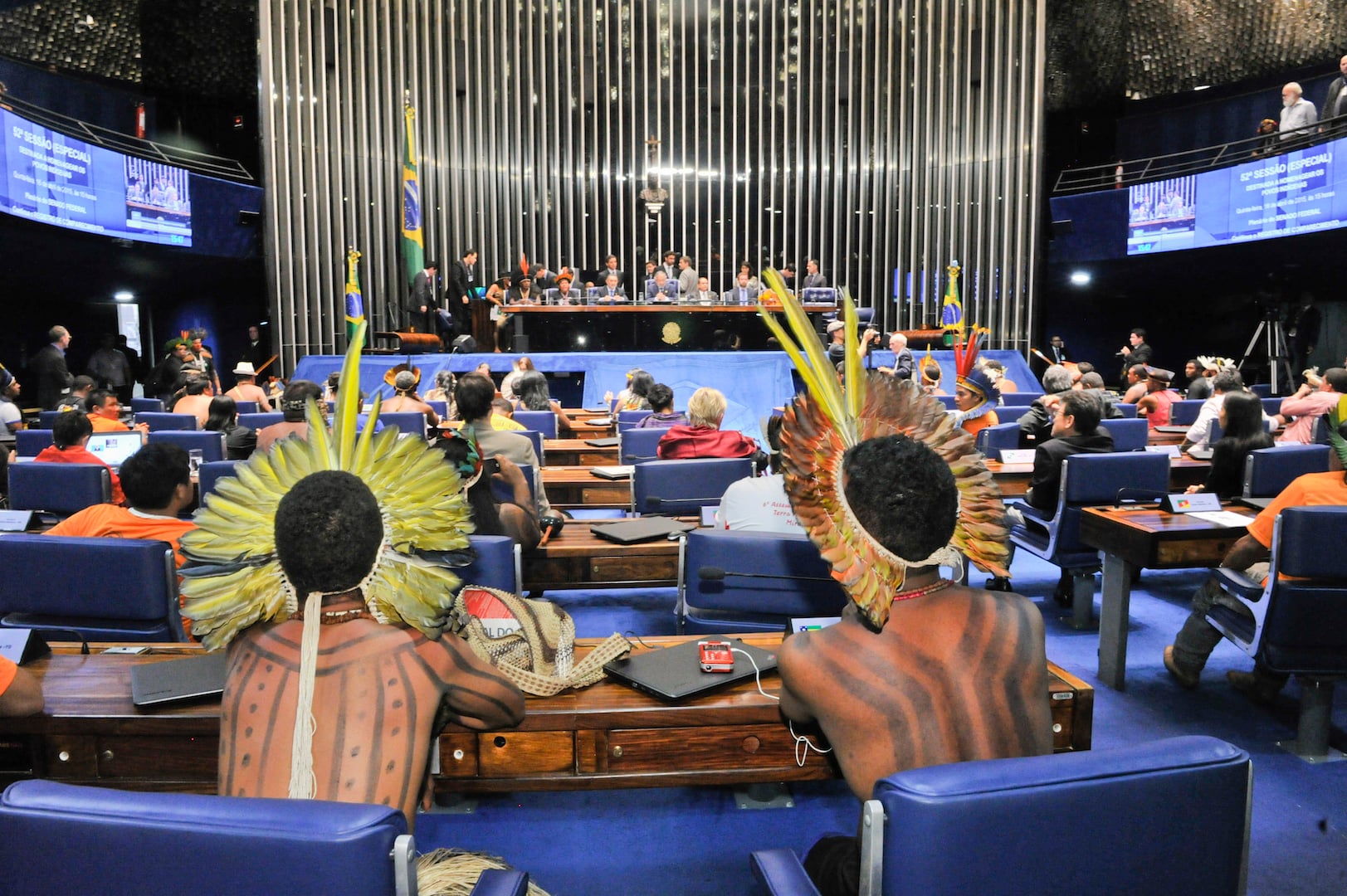 Brazil,Indigenous attending session at Brazil's Senate