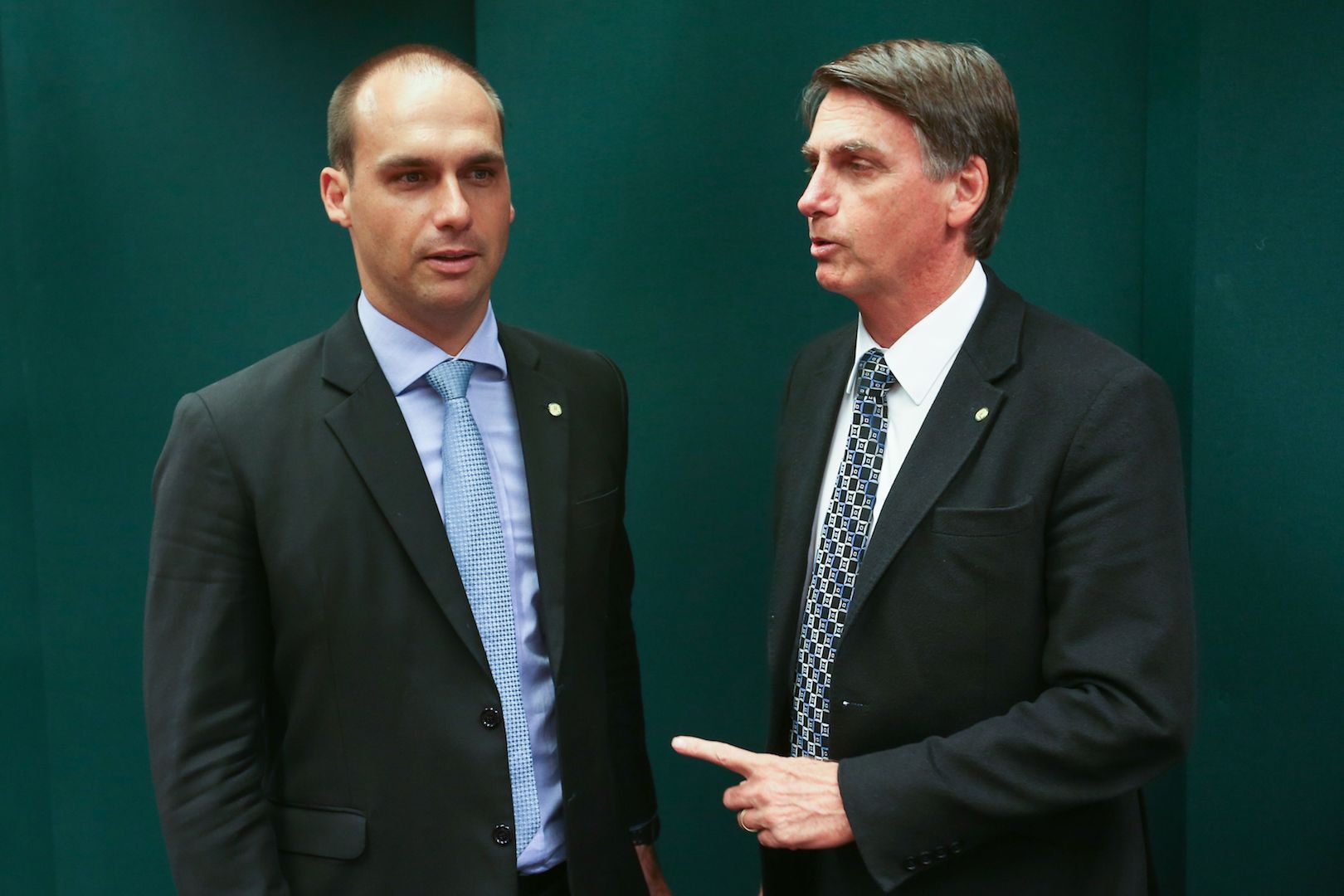 Brazil,Eduardo Bolsonaro and presidential candidate, Jair Bolsonaro in Brasilia