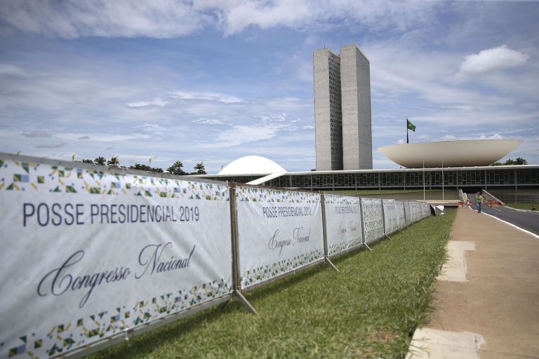 Brazil, Brasilia,Brazil's Congress building all ready for inauguration of the country's new President Jair Bolsonaro, on January 1st.