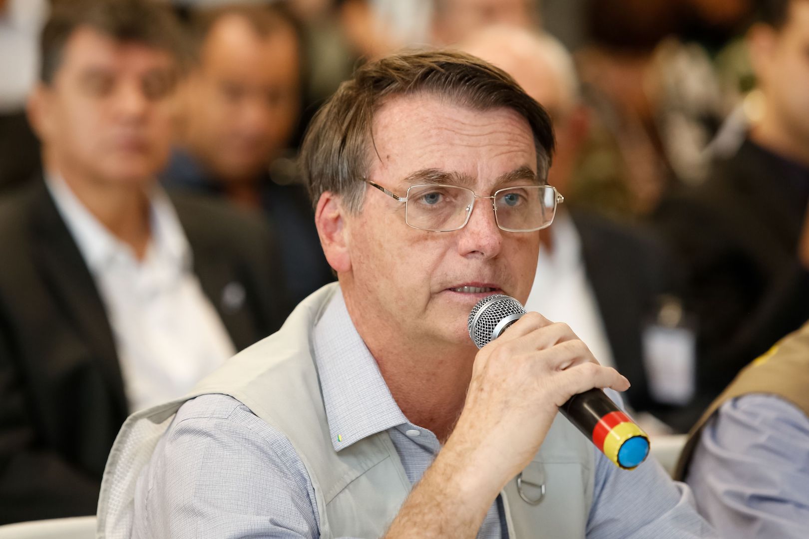 Brazil,One day before being admitted into the hospital, President Jair Bolsonaro speaks to reporters in Brumadinho