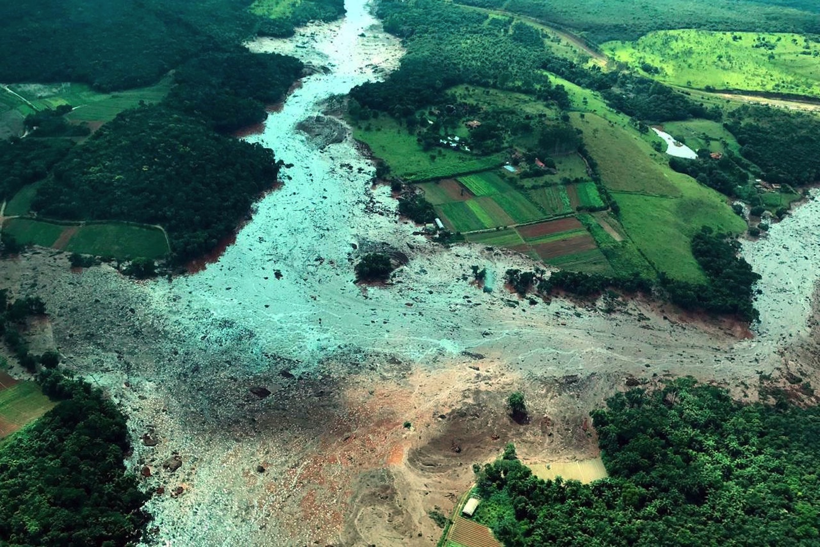 The Feijaão dam burst wiping out part of Brumadinho, Minas Gerais.