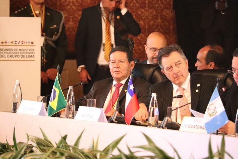 Brazil,Brazil's VP, Hamilton Mourão, during the meeting with the Lima Group in Bogota Colombia on Monday