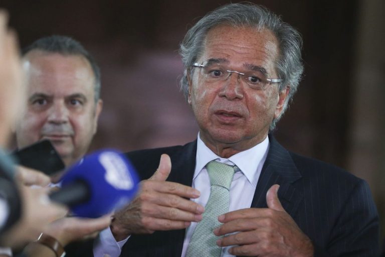 Brazil,Economy Minister, Paulo Guedes talks to reporters about social security reform.