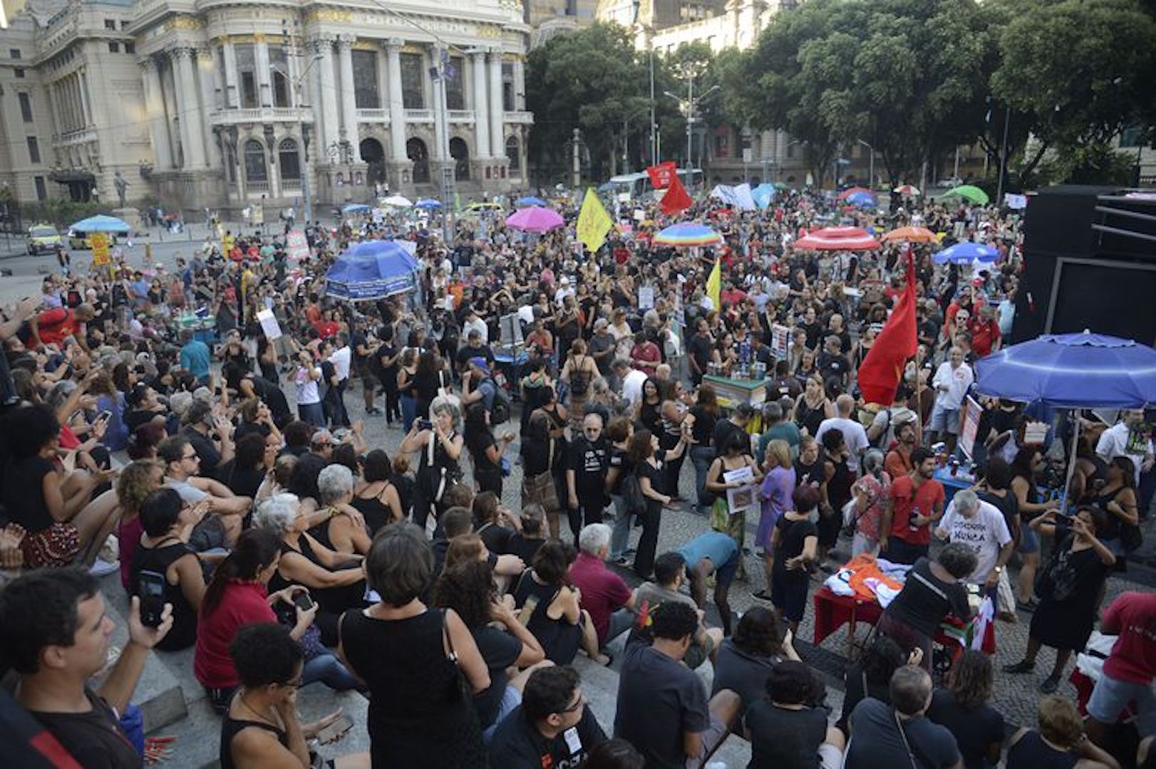 Brazil,Protesters against the military actions of 1964 gathered in Rio's Cinelandia on Sunday,