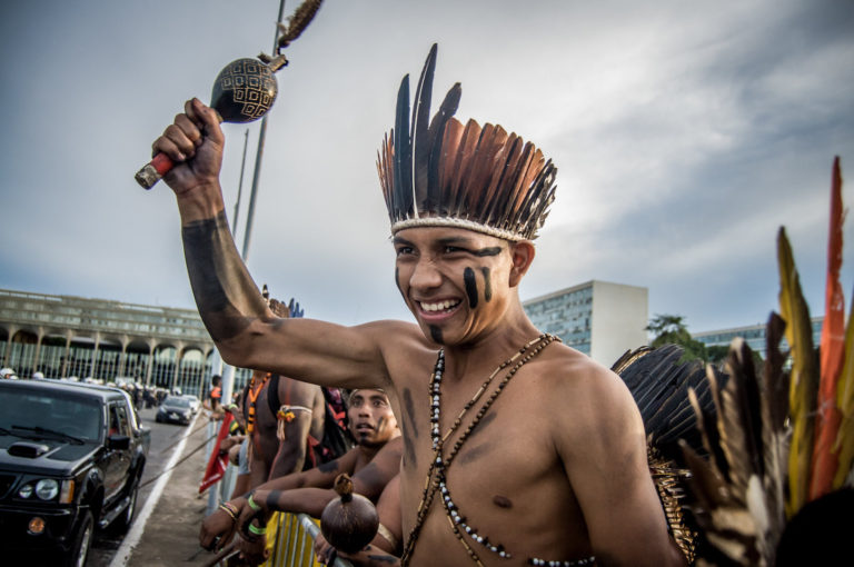 Brazil, Brasilia,Indigenous are gathered in Brasilia for the 15th Terra Livre Camp
