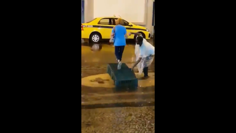 Clip of Brazilian Woman Being Helped Across Flooded Street Generates Online Storm