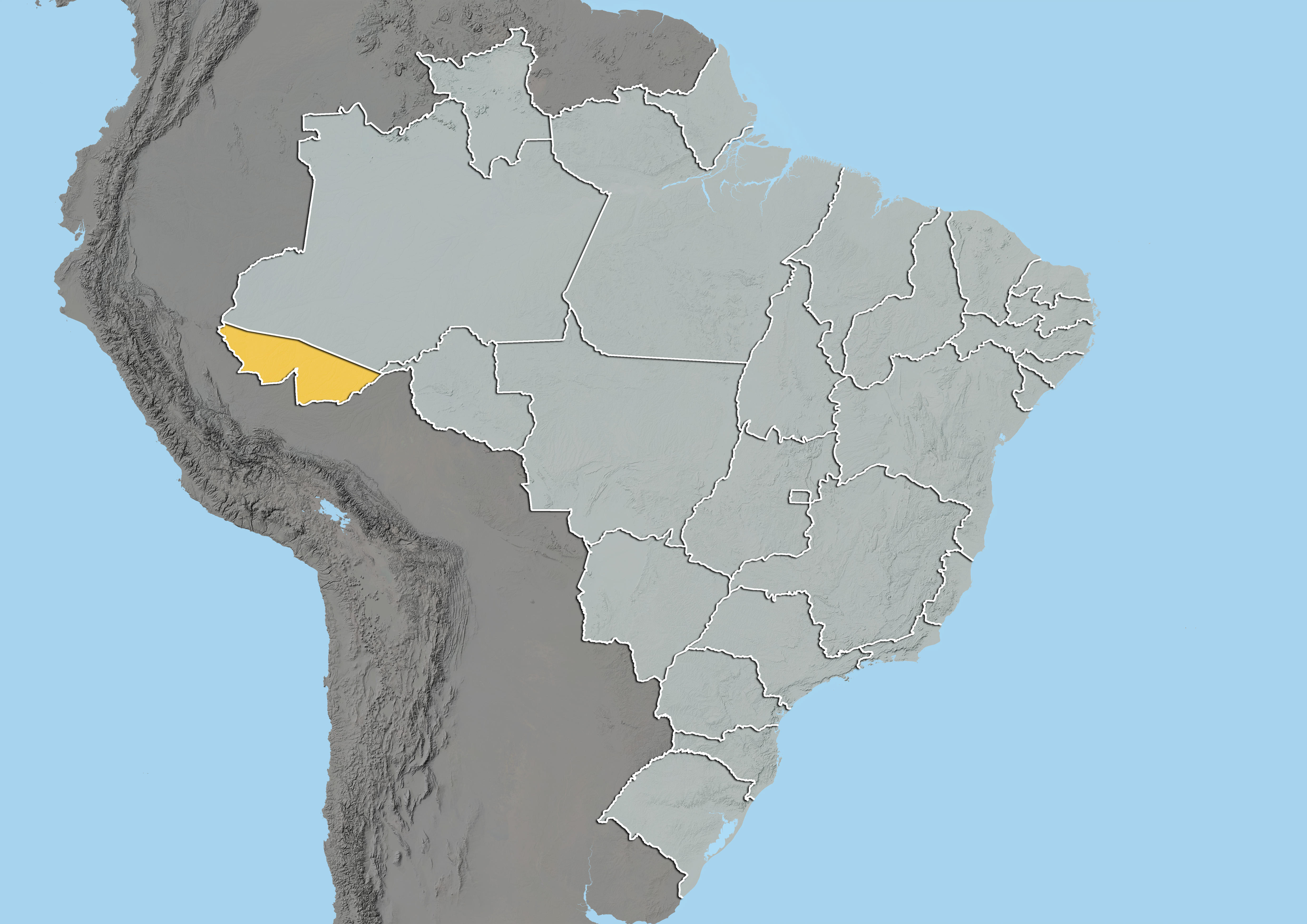 State of Acre, Brazil, Relief Map
