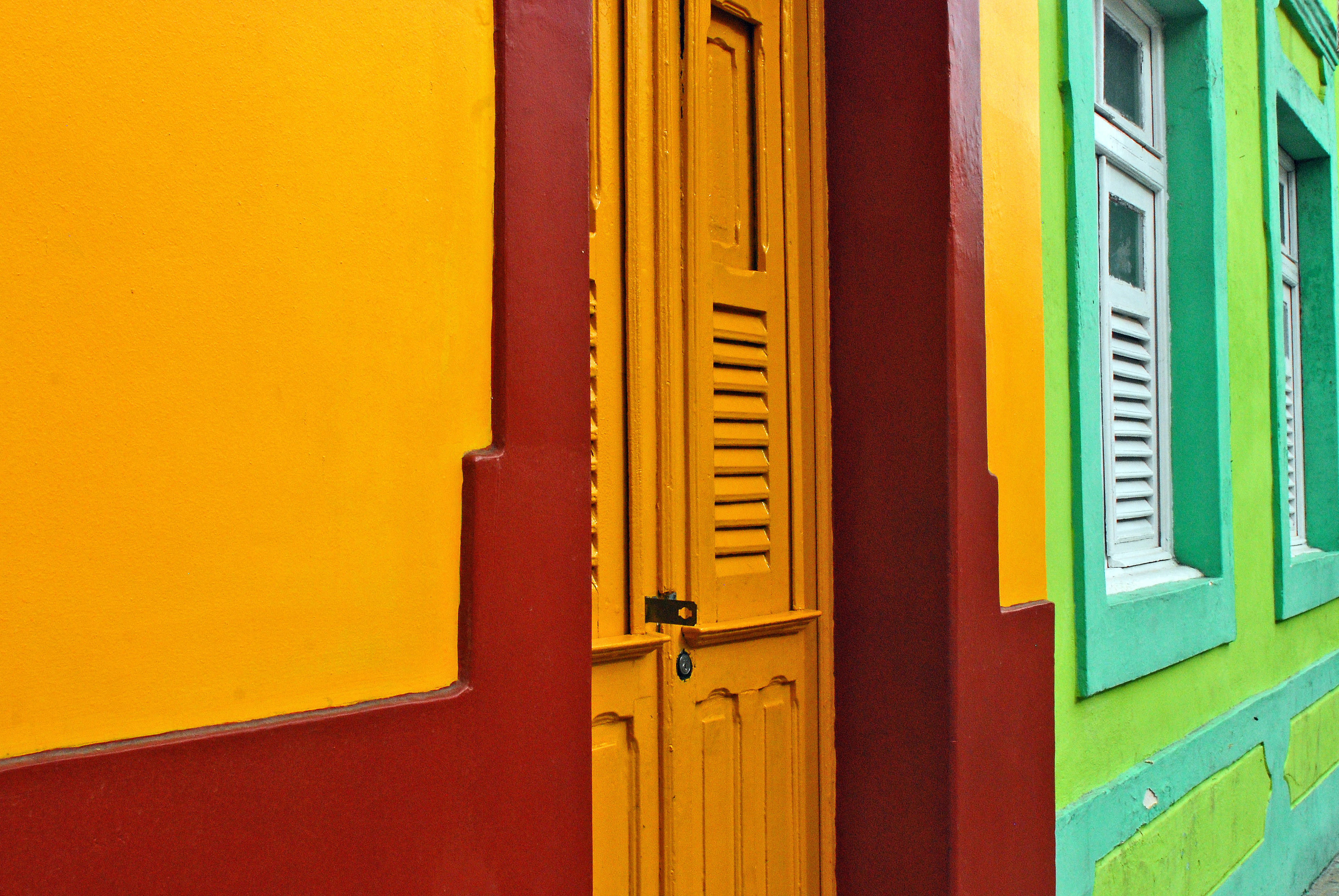 Beautiful colourful houses in Olinda, Recife, Brazil, on September 1st, 2009.