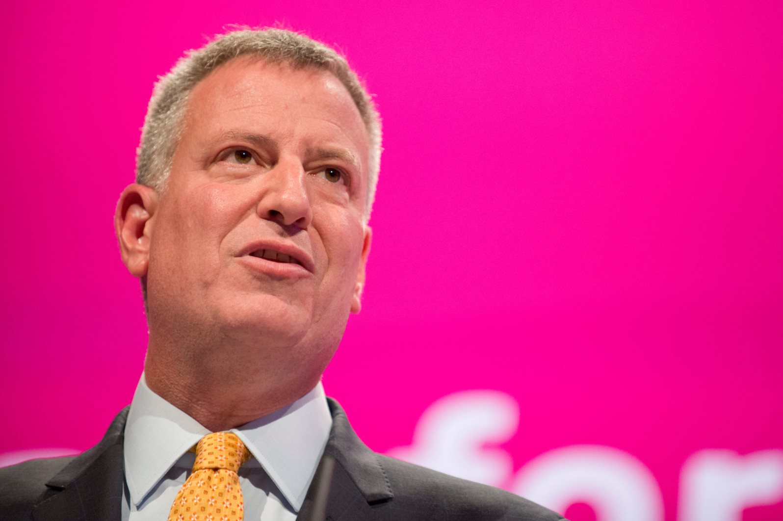 MANCHESTER, UK. 24th September, 2014. Bill de Blasio, Mayor of New York City, addresses the auditorium on day four of the Labour Party's Annual Conference taking place at Manchester Central Convention Complex Credit:  Russell Hart/Alamy Live News.