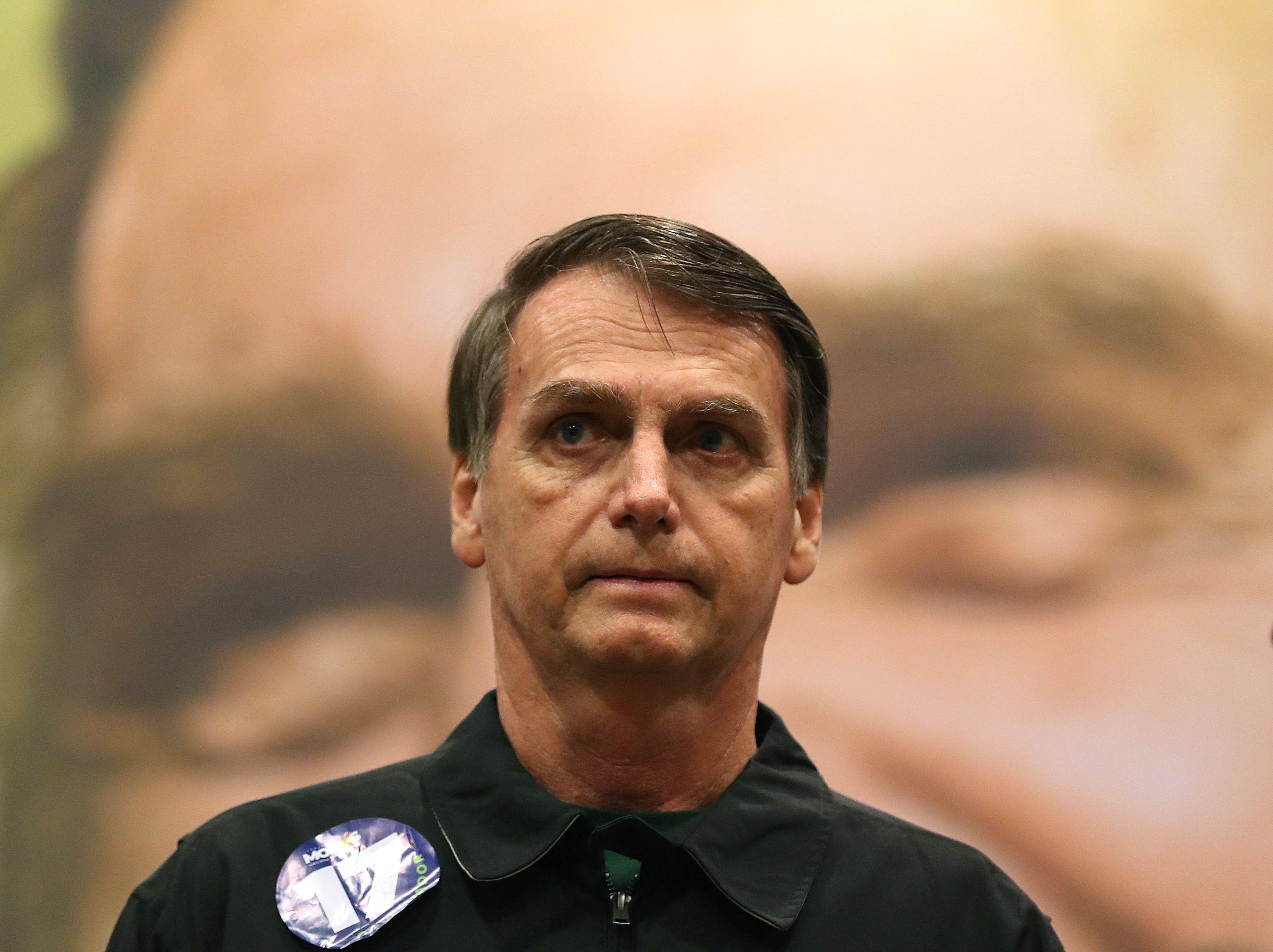 Right-wing candidate of the party PSL to the Presidency of Brazil, Jair Bolsonaro, delivers a press conference, in Rio de Janeiro, Brazil, 11 October 2018. Bolsonaro urged his supporters to 'keep working' until October 28, when the second round will be he