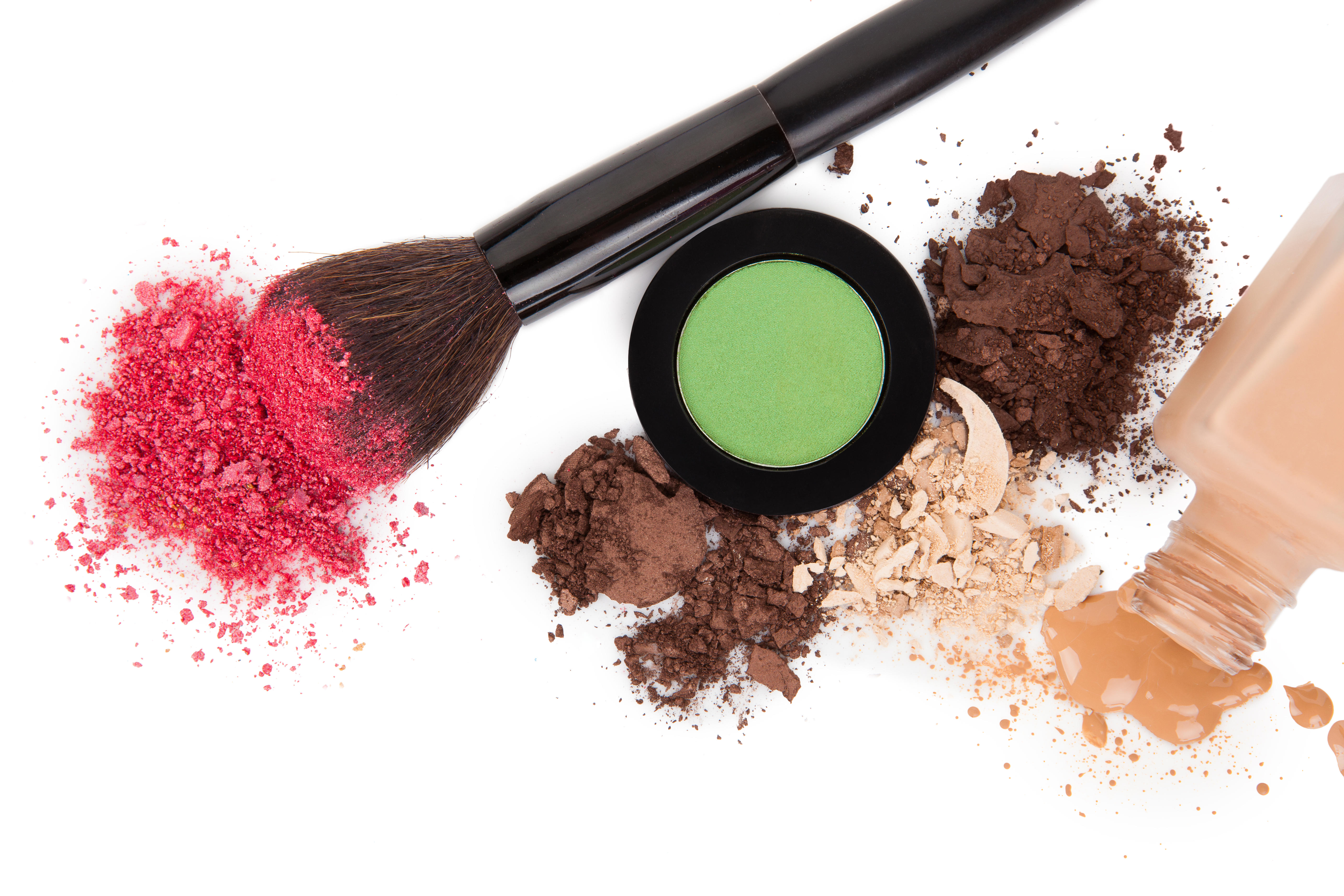 High angle view of cosmetic products