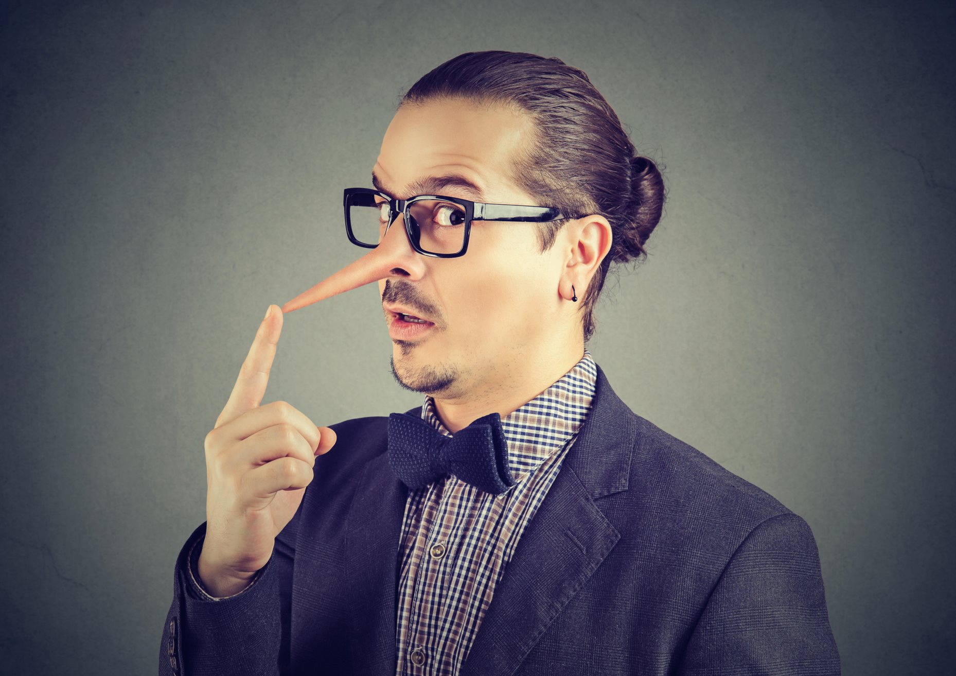 Liar businessman with long nose