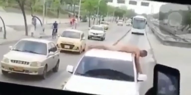 Woman Drives Naked Husband on Car Roof to Punish him for Cheating