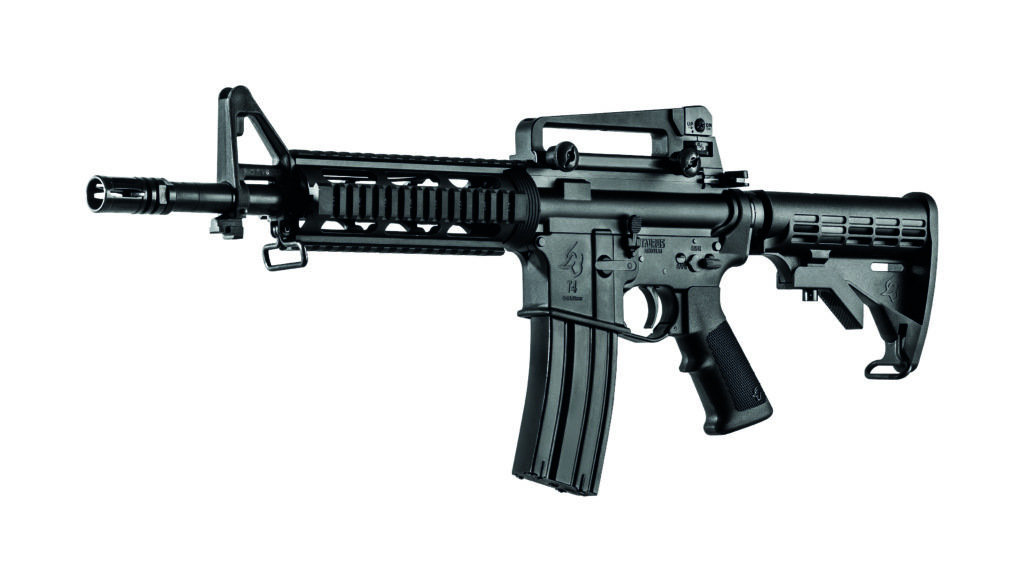 The T4 is an assault rifle for military police use. The version that will be available to civilians does not offer this burst option. (Photo Internet reproduction)