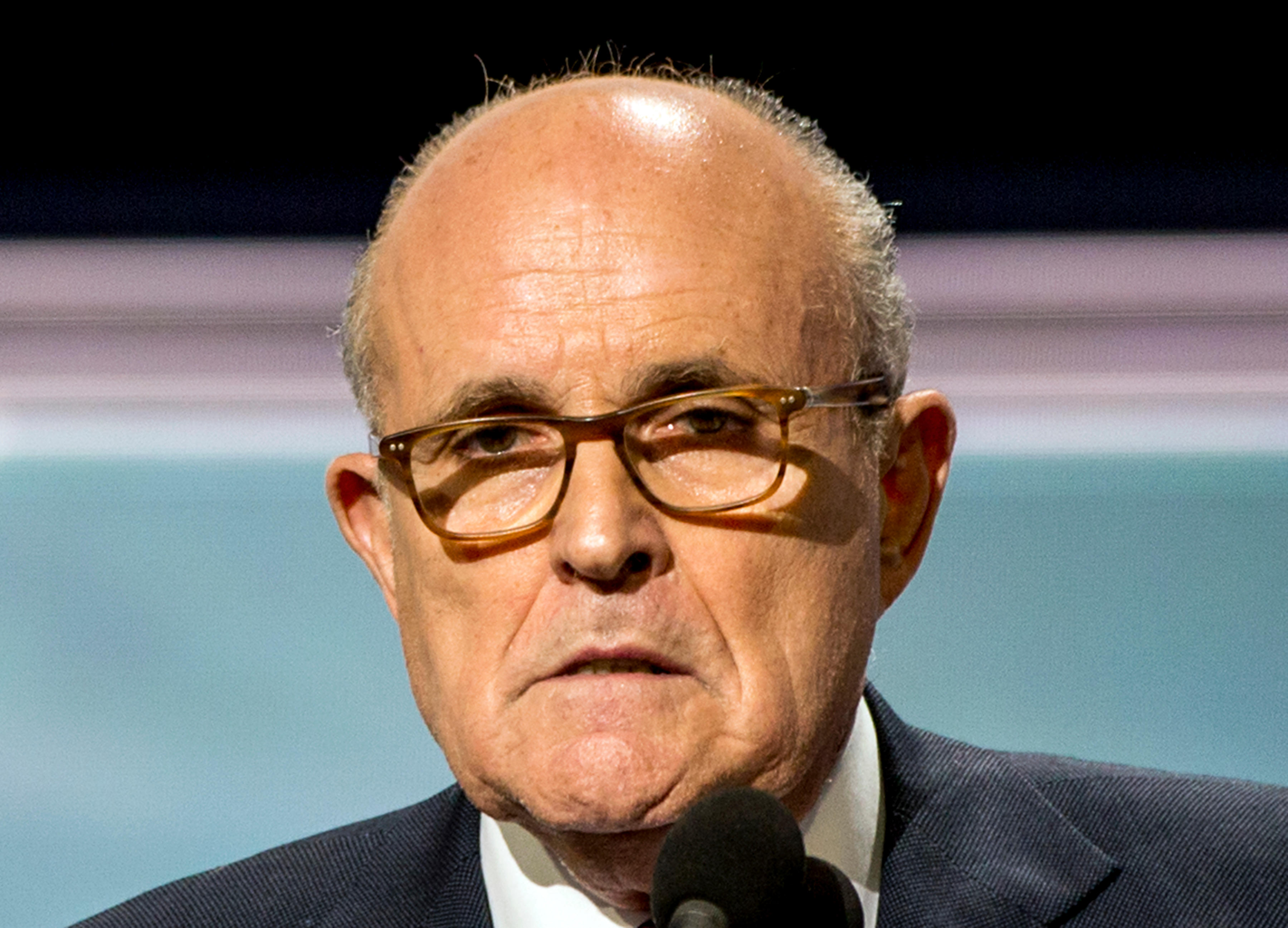 Cleveland, Ohio, USA, July 18, 2016 Former Mayor of New York CIty, Rudolph (Rudy) Giuliani addresses the Republican National Convention at the Quicken Arena in Credit: Mark Reinstein/MediaPunch