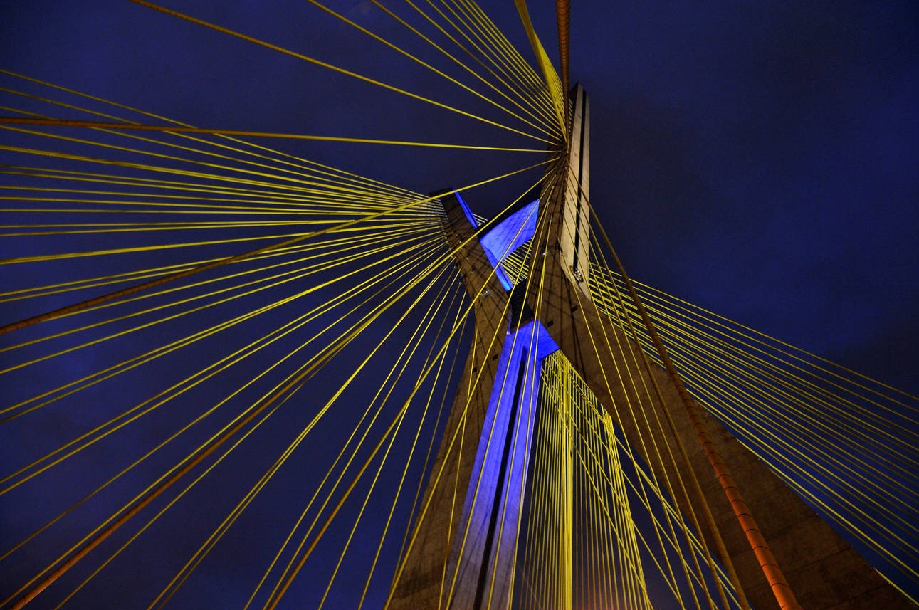 Octavio Frias de Oliveira Bridge inaugurated on 10 May 2008, Rio Pinheiros, Morumbi district, Sao Paulo, Brazil, South America
