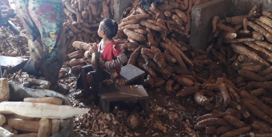 One of the children working in the Flour Mill.