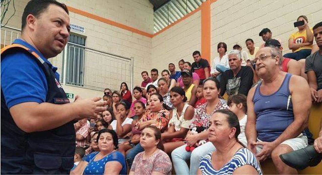 Minas Gerais, Brazil,Emergency simulation instructions were given to over 3000 people in areas where the mud may reach if the dam breaks in Barão de Cocais