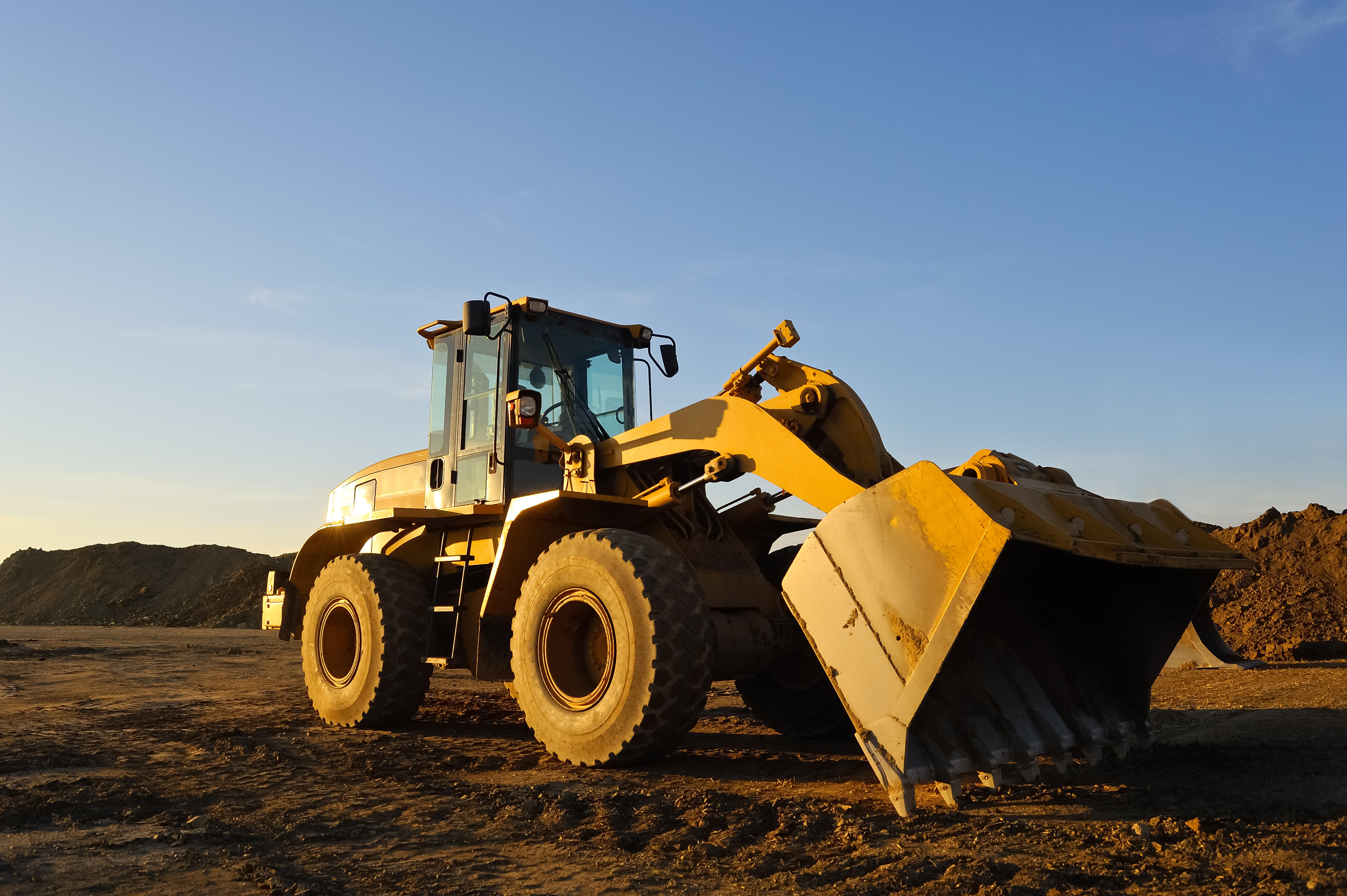 wheeled excavator on the construction site