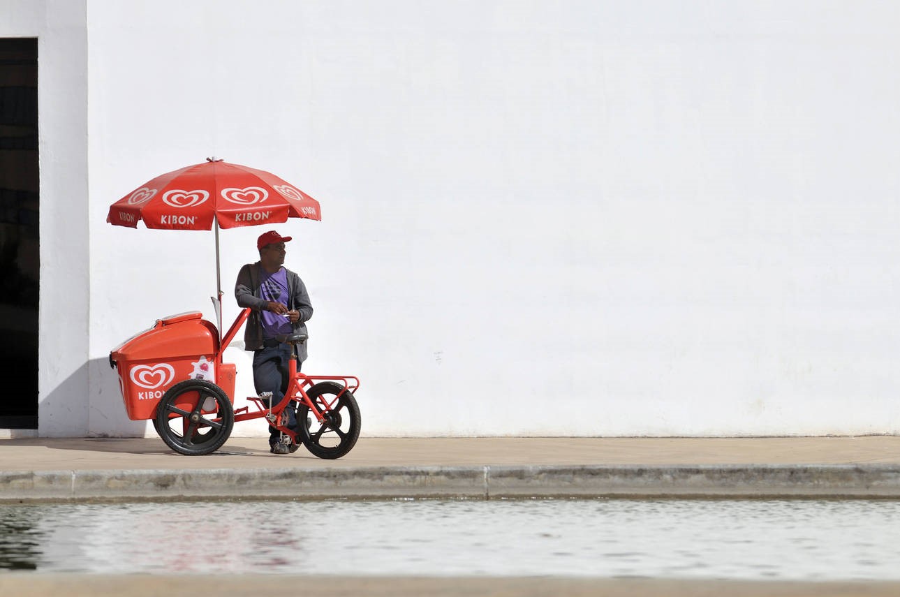 Ice-cream seller for the Kibon brand, Brazil, South America