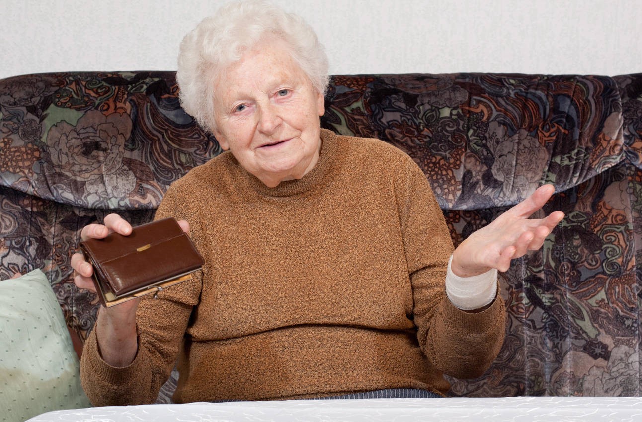 granny with an empty wallet