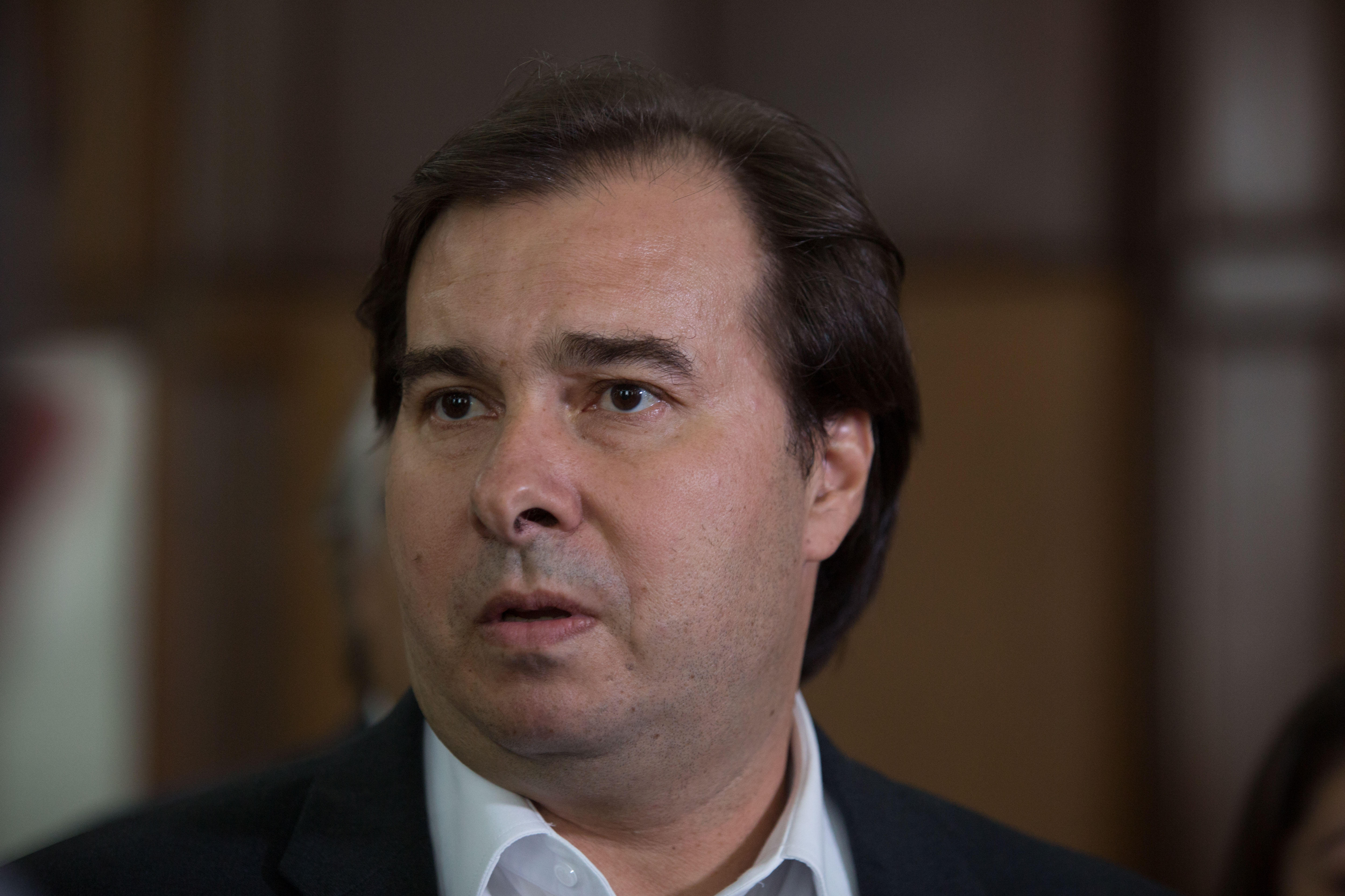 Sao Paulo, Sao Paulo, Brazil. 14th May, 2018. RODRIGO MAIA, President of the Lower House, attends an interview, after meeting with the acting mayor of Sao Paulo, Milton Leite, at the city hall, on Monday 14. Credit: Paulo Lopes/ZUMA Wire/Alamy Live News