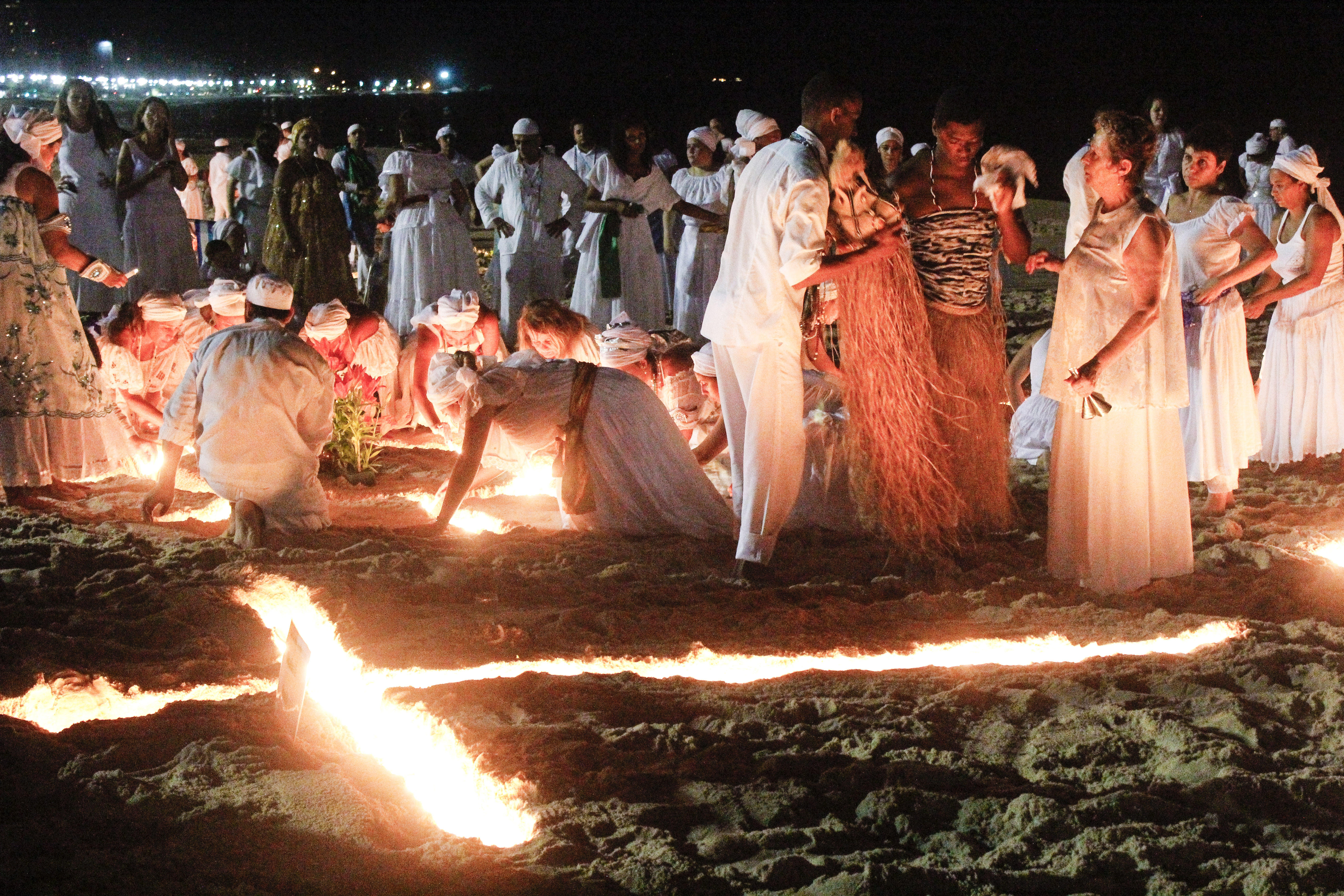 Umbanda ceremony during the New Year`s Eve in Leblon Beach. Image shot 12/2013. Exact date unknown.