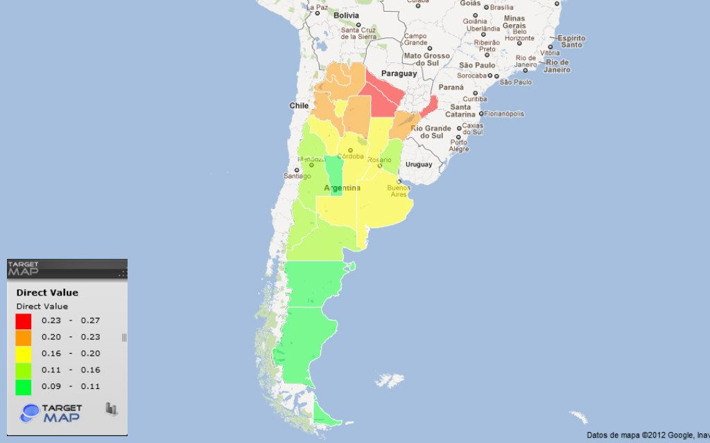 The poor regions of Argentina are all located in the north on the border with Paraguay and Brazil.