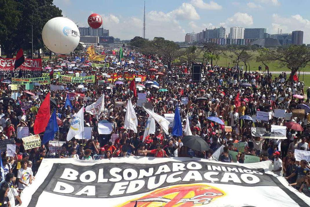 Students protesting in Brasília in May against cuts in the public education budget.