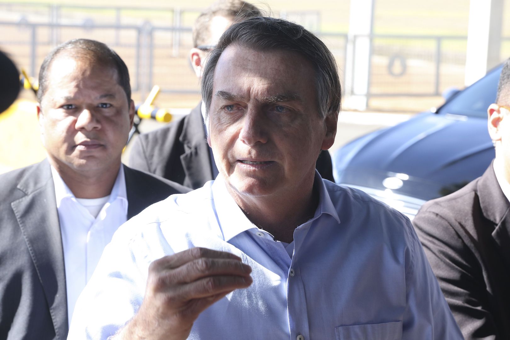 Brazil,President Jair Bolsonaro talks to reporters about Amazon/INPE controversy