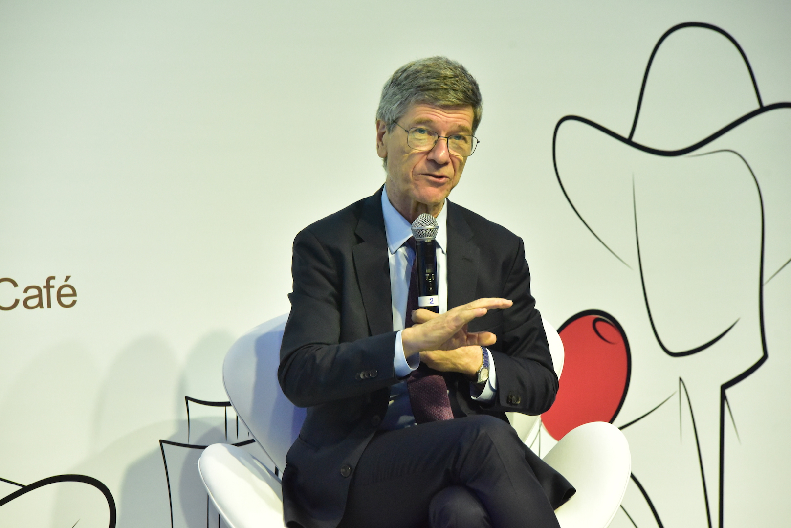 Brazil,US policy analyst, Jeffrey Sachs explains his Global Coffee Fund at the 2nd World Coffee Producers Forum in Campinas, Brazil.