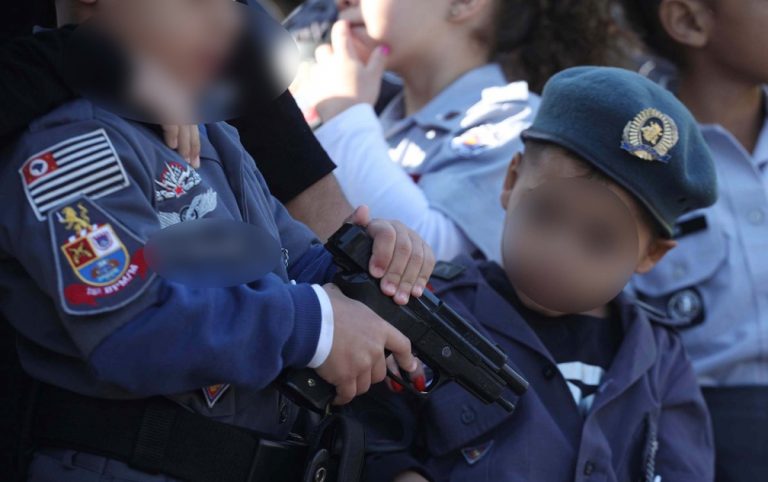 Uniformed Children Carry Replica Guns at Commemorative July 9th Parade in São Paulo