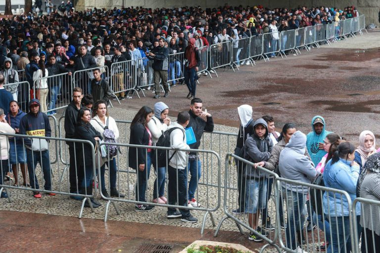 Some of the currently over 12 million unemployed people in Brazil waiting to hand in their resumes