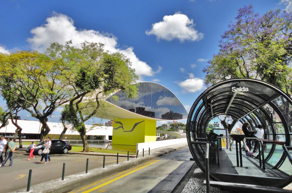 Oscar Niemeyer Museum in Curitiba, State capital of Paraná and one of the 20 outstanding cities awarded in the 2019 edition of the Smart City Business Expo Brasil.
