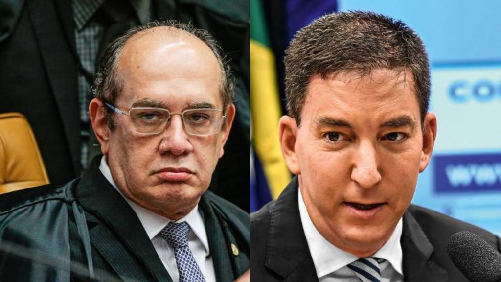 Federal Supreme Court Justice Gilmar Mendes on the left and U.S. journalist Glenn Greenwald on the right. (Photo: internet reproduction)