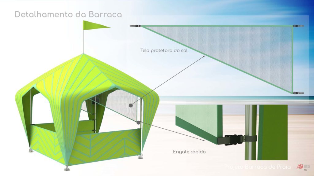 The new tents will have an area of 16 meters (4m x 4m), with an aluminum structure and canvas, in a range of colors that includes the surrounding palette: sea, sand, mountains, sky and sun.