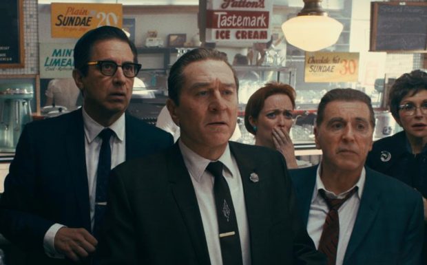 Clocking at three and a half hours, “The Irishman” is a film with a lot of story. Exceptionally strong and engaging performances by DeNiro, Pesce, and Pacino propel the narrative by revealing the inner working. (Photo internet reproduction)