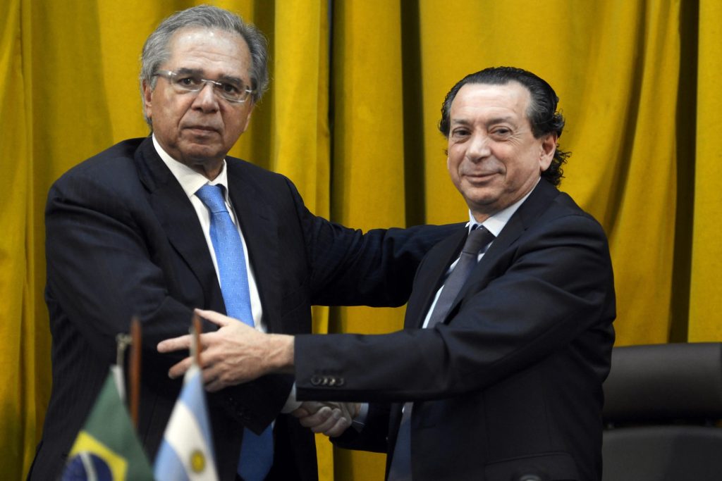 Brazil's Economy Minister Paulo Guedes (left) and Argentina's Production and Labor Minister Dante Sica (right).