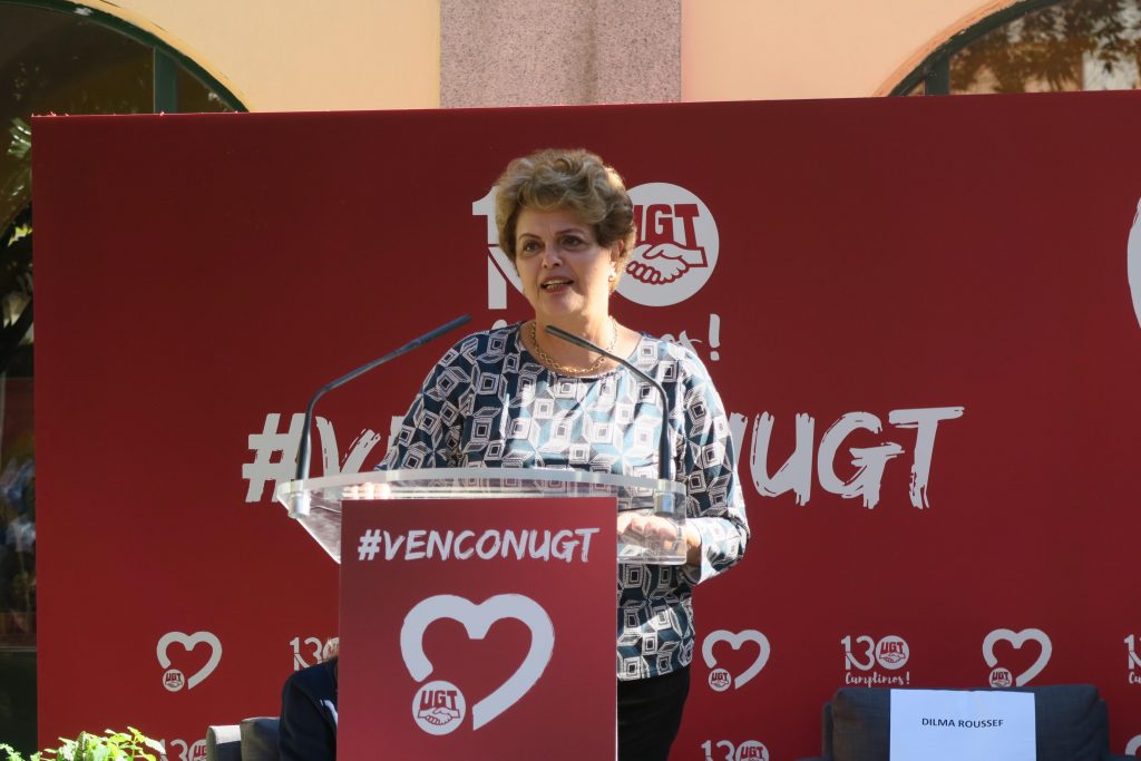 Former Brazilian President Dilma Rousseff participated in the commemorations of the 130th anniversary of the General Workers Union (UGT) in Madrid, Spain.