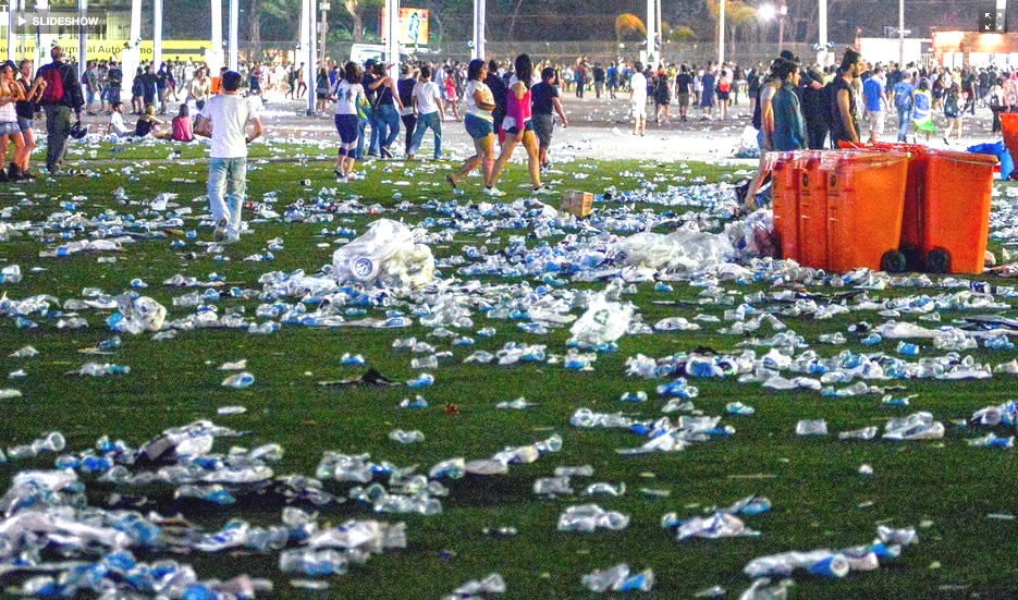 34 tons of garbage were collected on the first day of the Rock in Rio festival.