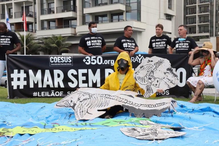 Brazil,Environmentalists protest outside hotel where ANP held its auction last week.