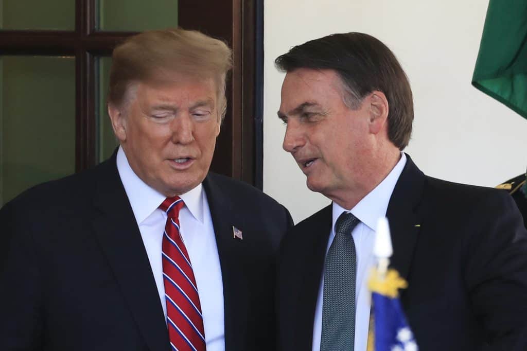 U.S. President Donaldo Trump (left) and Brazilian President Jair Bolsonaro (right).