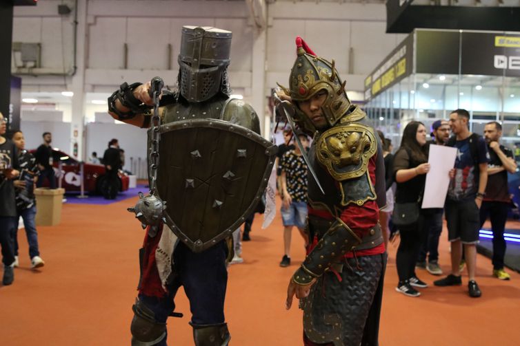 Cosplayers in costume at a pop-culture convention