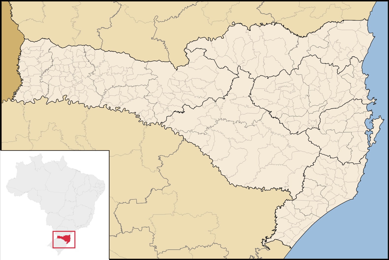 Map of the State of Santa Catarina.