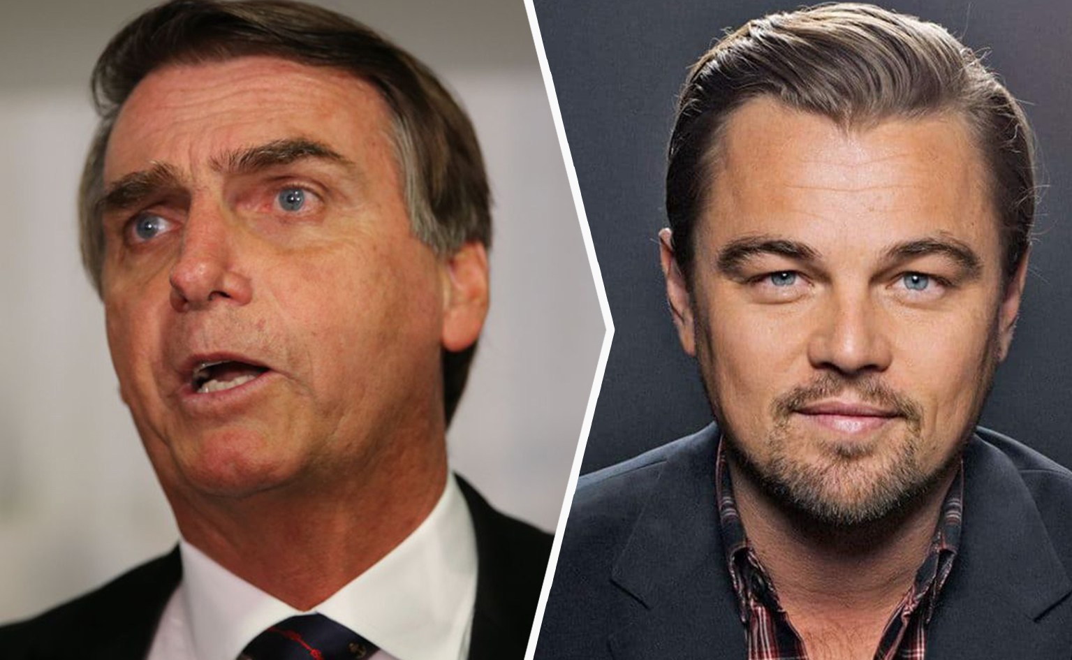 Brazilian President Jair Bolsonaro (left) and actor Leonardo DiCaprio (right).