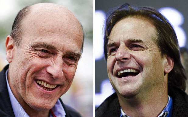 Left candidate Daniel Martinez and Luis Lacalle Pou from the center-right party