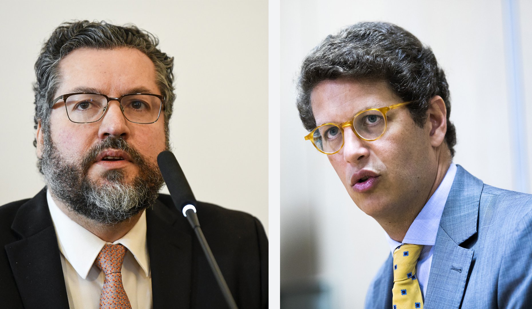 Foreign Relations Minister Ernesto Araújo (left) and Environment Minister Ricardo Salles (right).